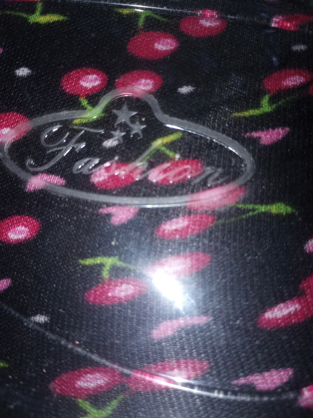 Women’s Black Retro Cherry Print Jelly Rain Boots NWOT 41